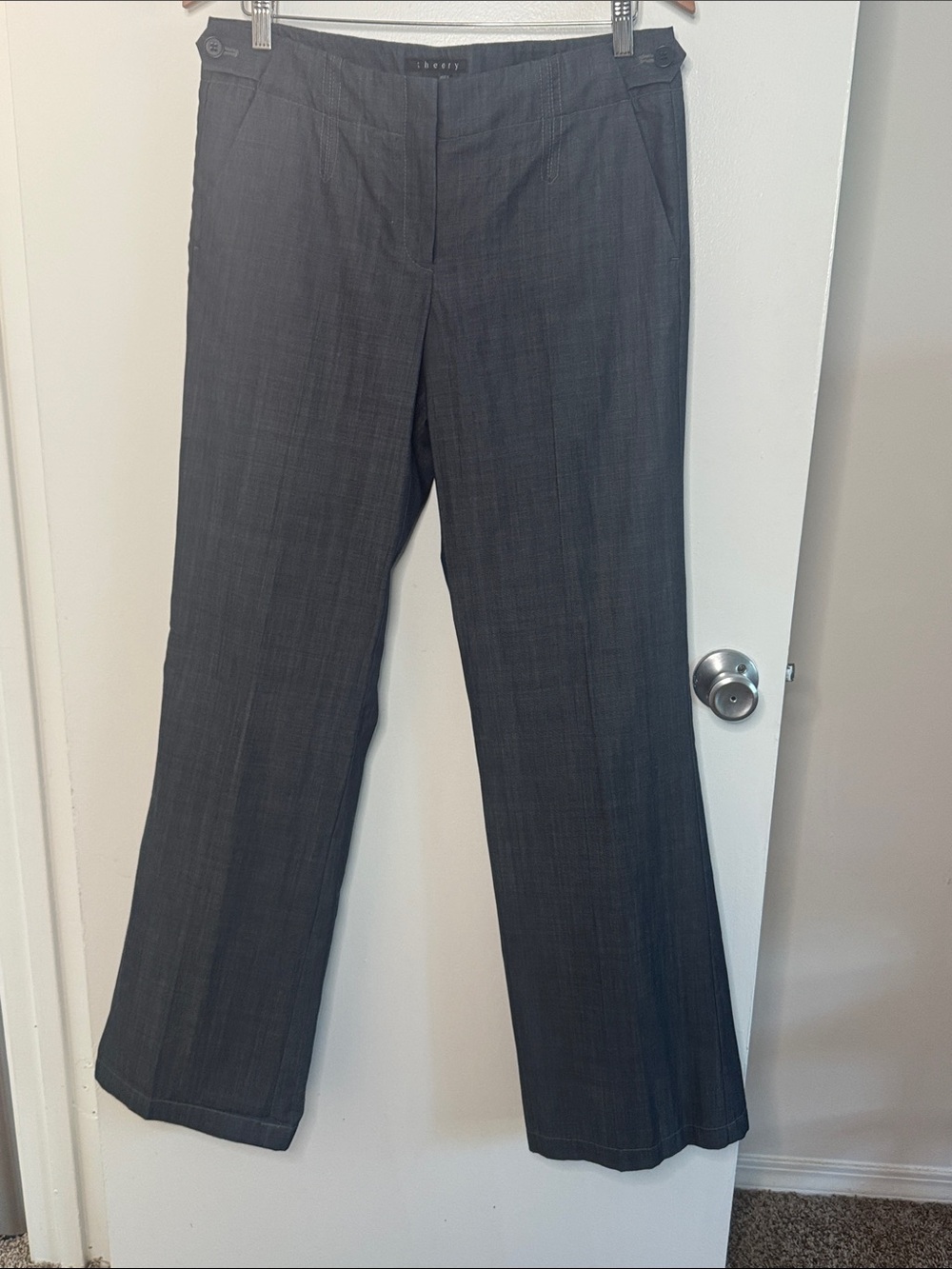 Theory Women's Gray Straight-Leg Dress Trousers size 8/32-34 length